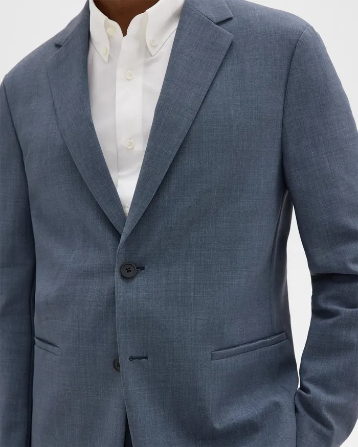 Men Theory Blazers Jackets Clinton Blazer In Printed Precision Ponte Dusty Blue Mel