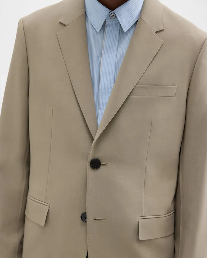 Men Theory Blazers Jackets Virgin Wool TwoButton Blazer Light Quarry