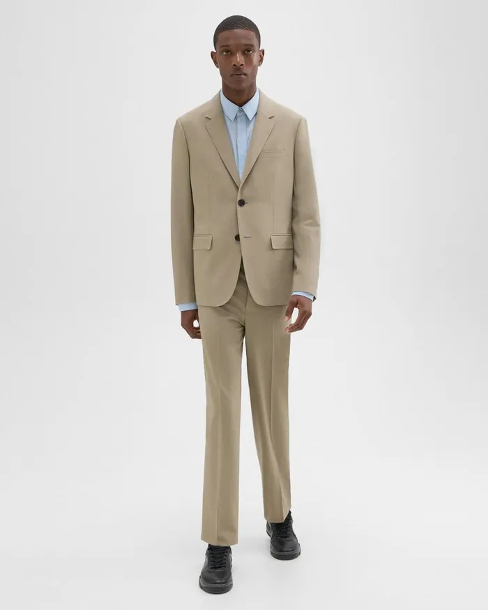 Men Theory Blazers Jackets Virgin Wool TwoButton Blazer Light Quarry