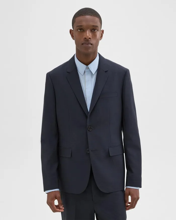 Men Theory Blazers Jackets Virgin Wool TwoButton Blazer Midnight