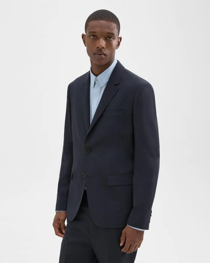 Men Theory Blazers Jackets Virgin Wool TwoButton Blazer Midnight