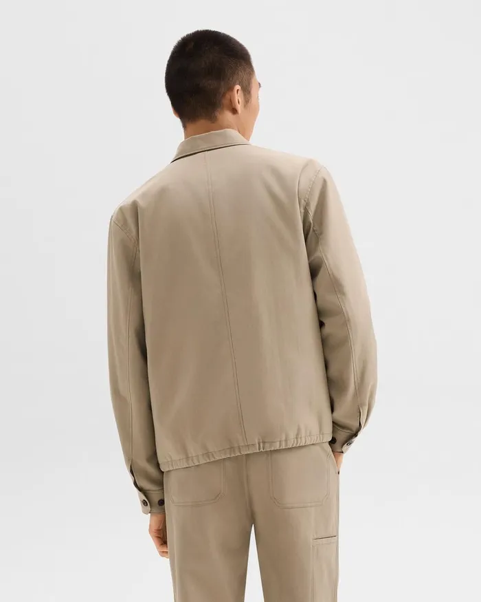 Men Theory Outerwear Coach Jacket In Gabardine Light Pavement