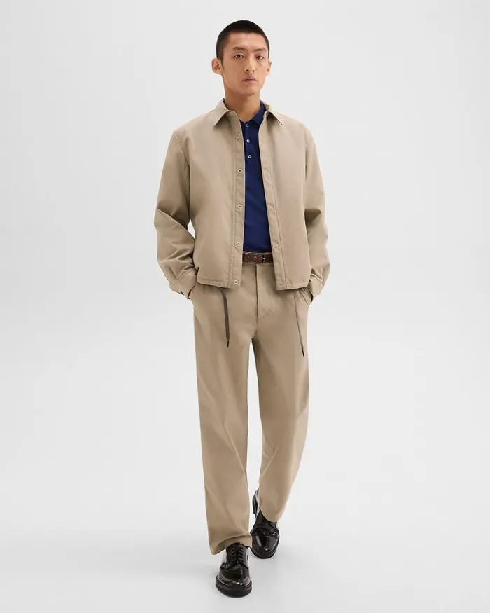 Men Theory Outerwear Coach Jacket In Gabardine Light Pavement