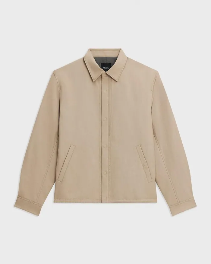 Men Theory Outerwear Coach Jacket In Gabardine Light Pavement