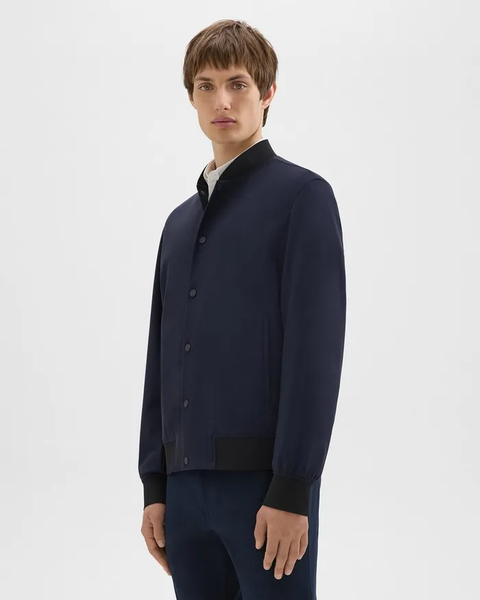 Men Theory Outerwear Murphy Bomber Jacket In Precision Ponte Baltic