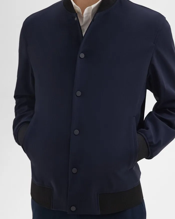 Men Theory Outerwear Murphy Bomber Jacket In Precision Ponte Baltic