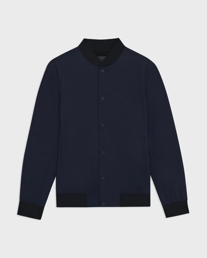 Men Theory Outerwear Murphy Bomber Jacket In Precision Ponte Baltic