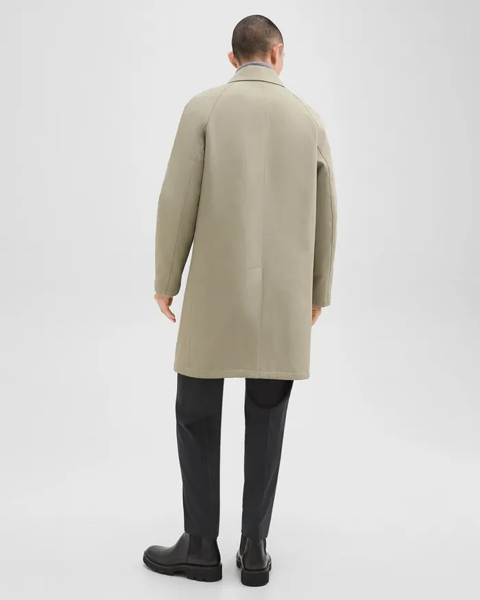 Men Theory Outerwear Overcoat In Cotton Twill Buff