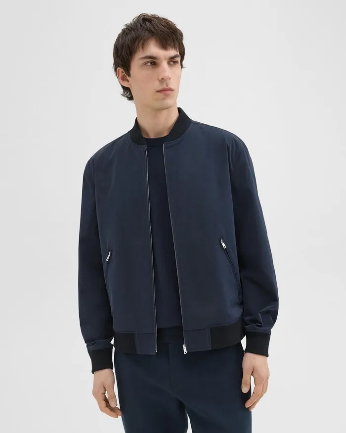 Men Theory Outerwear Tailored Bomber Jacket In Foundation Twill Baltic