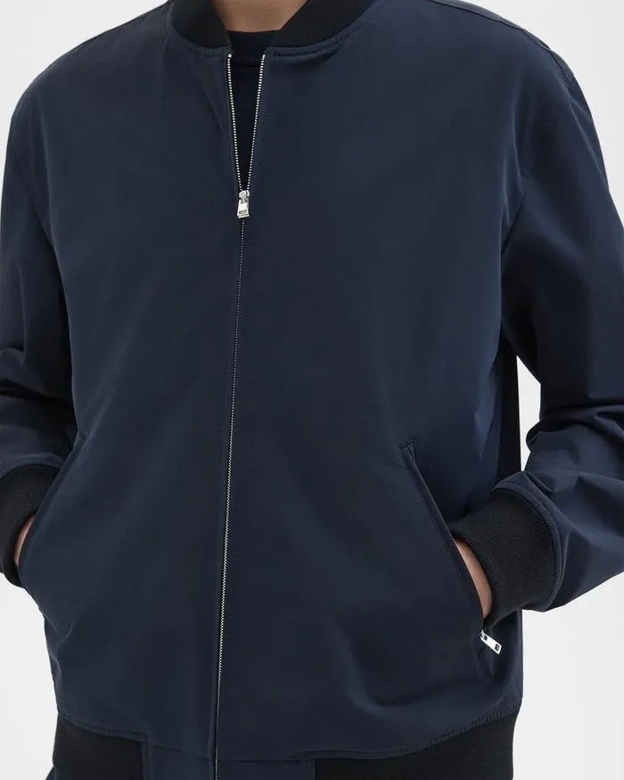 Men Theory Outerwear Tailored Bomber Jacket In Foundation Twill Baltic