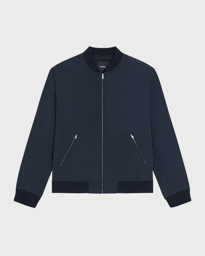 Men Theory Outerwear Tailored Bomber Jacket In Foundation Twill Baltic