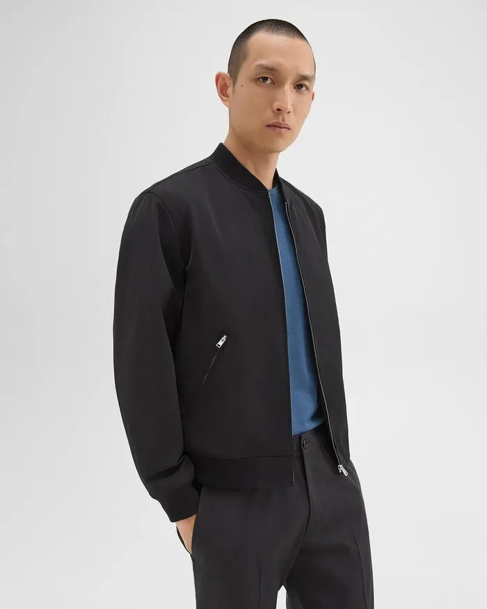 Men Theory Outerwear Tailored Bomber Jacket In Foundation Twill Black