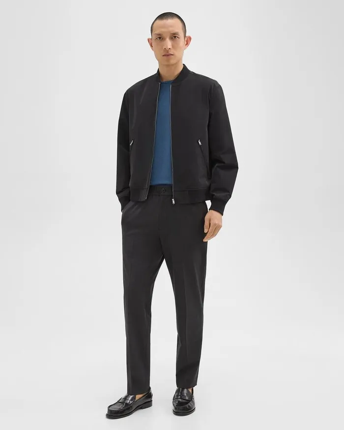 Men Theory Outerwear Tailored Bomber Jacket In Foundation Twill Black