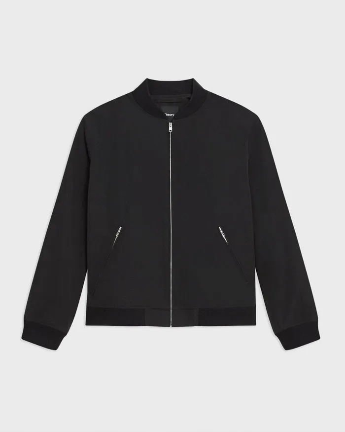 Men Theory Outerwear Tailored Bomber Jacket In Foundation Twill Black