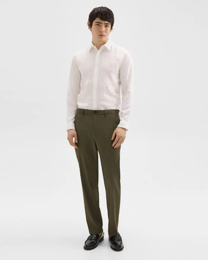 Men Theory Pants Curtis Drawstring Pant In Good Linen Dark Olive
