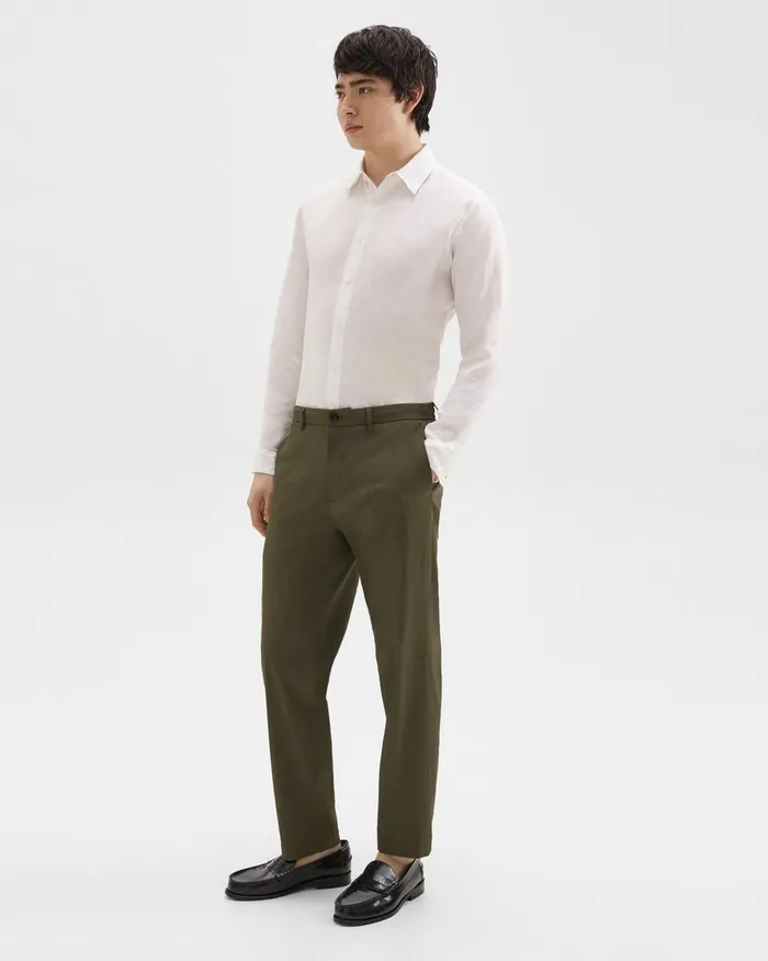Men Theory Pants Curtis Drawstring Pant In Good Linen Dark Olive