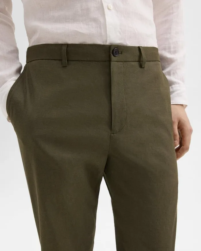 Men Theory Pants Curtis Drawstring Pant In Good Linen Dark Olive