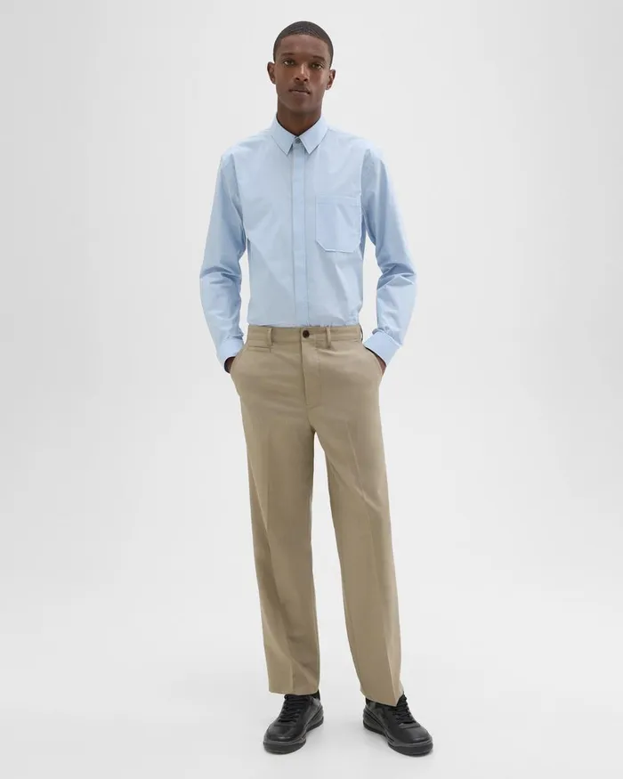 Men Theory Pants Relaxed Virgin Wool Pant Light Quarry