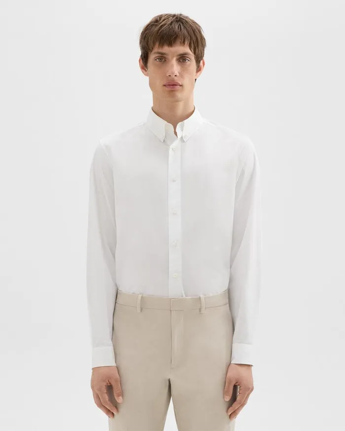 Men Theory Shirts Hugh Shirt In Cotton White
