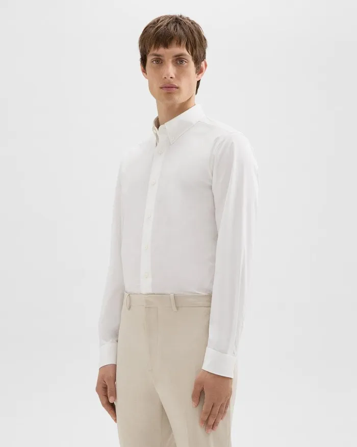 Men Theory Shirts Hugh Shirt In Cotton White
