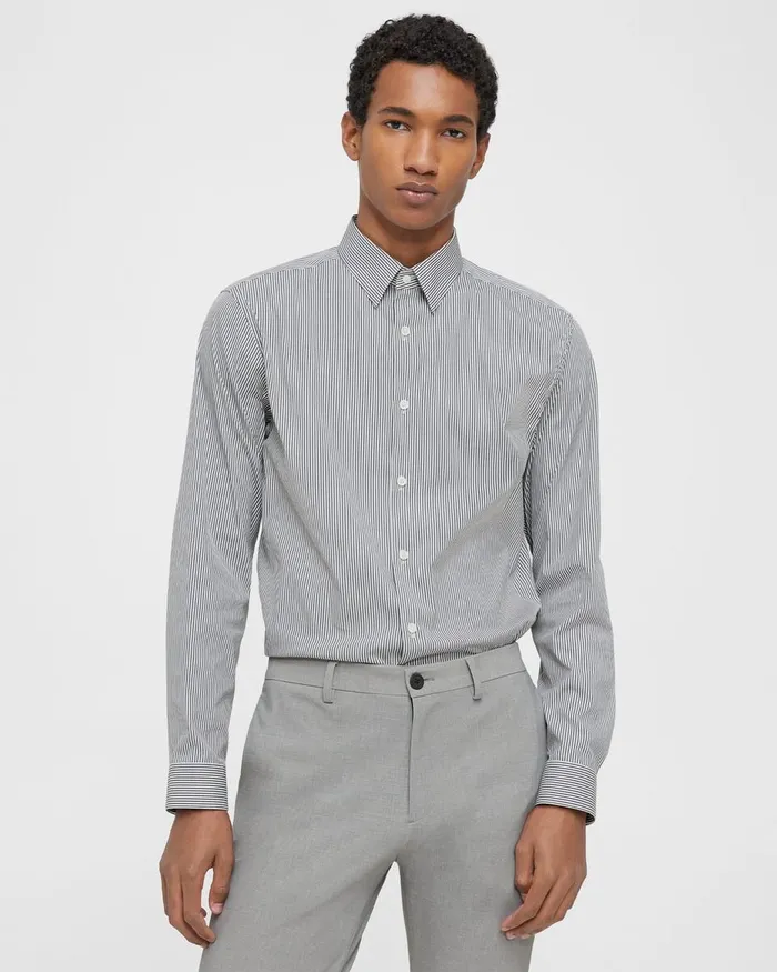 Men Theory Shirts Irving Shirt In Cotton Blend Whitepestle