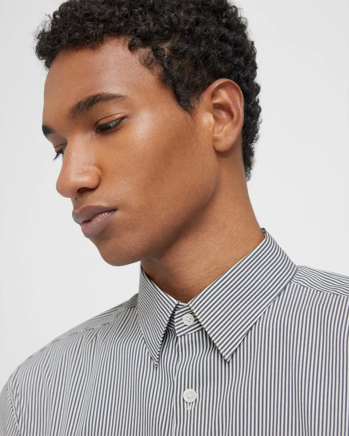Men Theory Shirts Irving Shirt In Cotton Blend Whitepestle