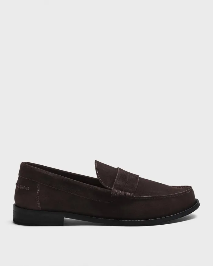 Men Theory Shoes City Loafer In Suede Hickory