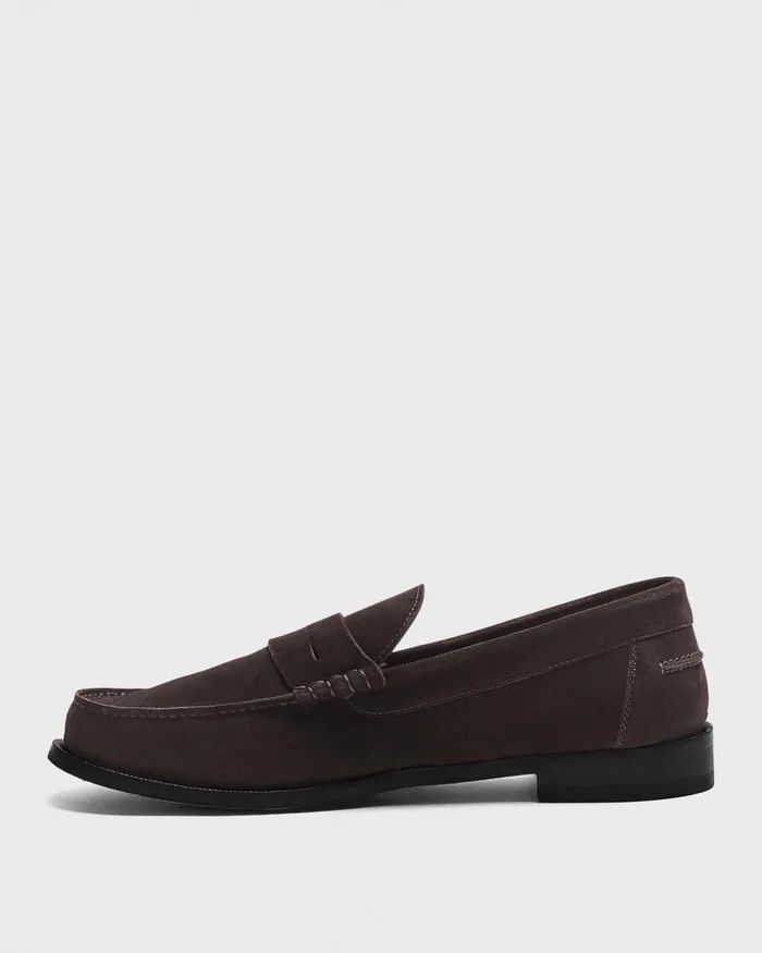 Men Theory Shoes City Loafer In Suede Hickory