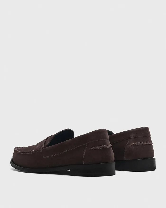 Men Theory Shoes City Loafer In Suede Hickory