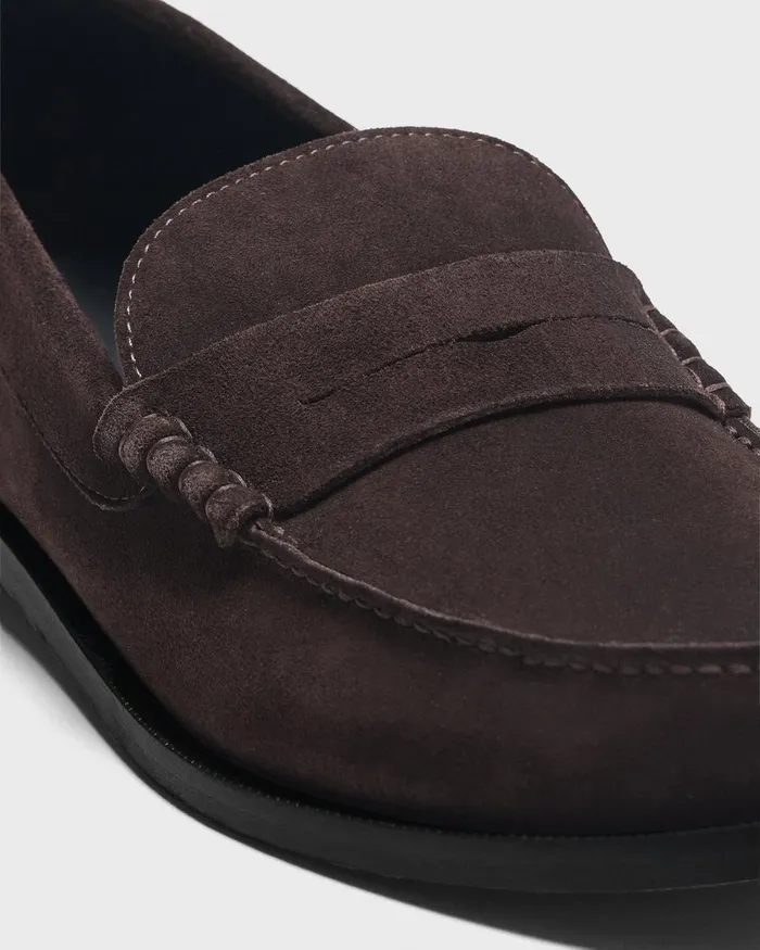 Men Theory Shoes City Loafer In Suede Hickory