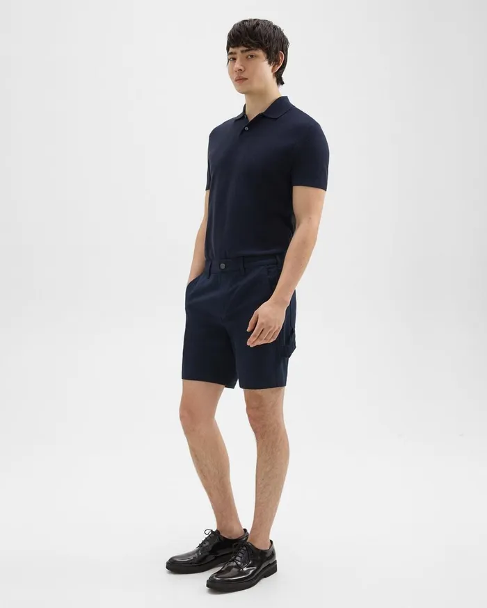 Men Theory Shorts Zaine 7quot Carpenter Short In Stretch Cotton Canvas Baltic