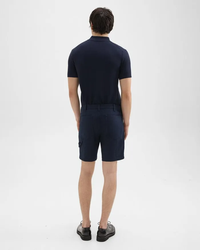 Men Theory Shorts Zaine 7quot Carpenter Short In Stretch Cotton Canvas Baltic