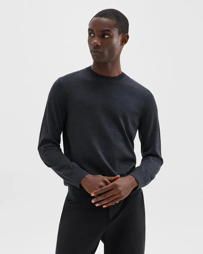 Men Theory Sweaters Cardigans Crewneck Sweater In Merino Wool Pestle Melange