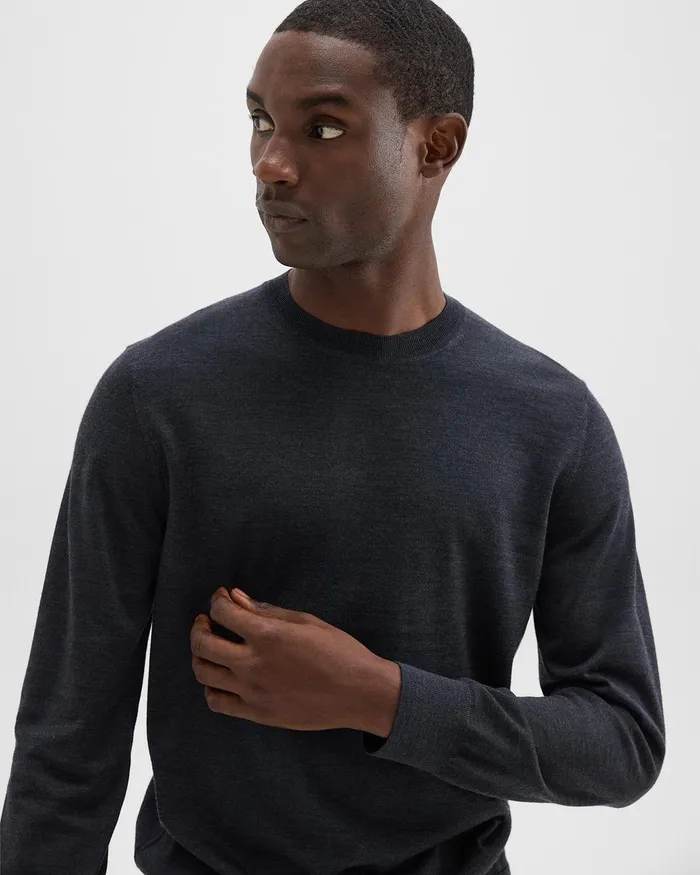 Men Theory Sweaters Cardigans Crewneck Sweater In Merino Wool Pestle Melange