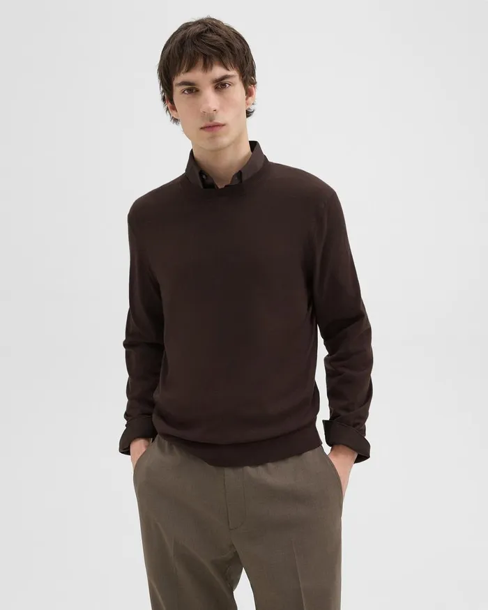 Men Theory Sweaters Cardigans Crewneck Sweater In Regal Wool Hickory