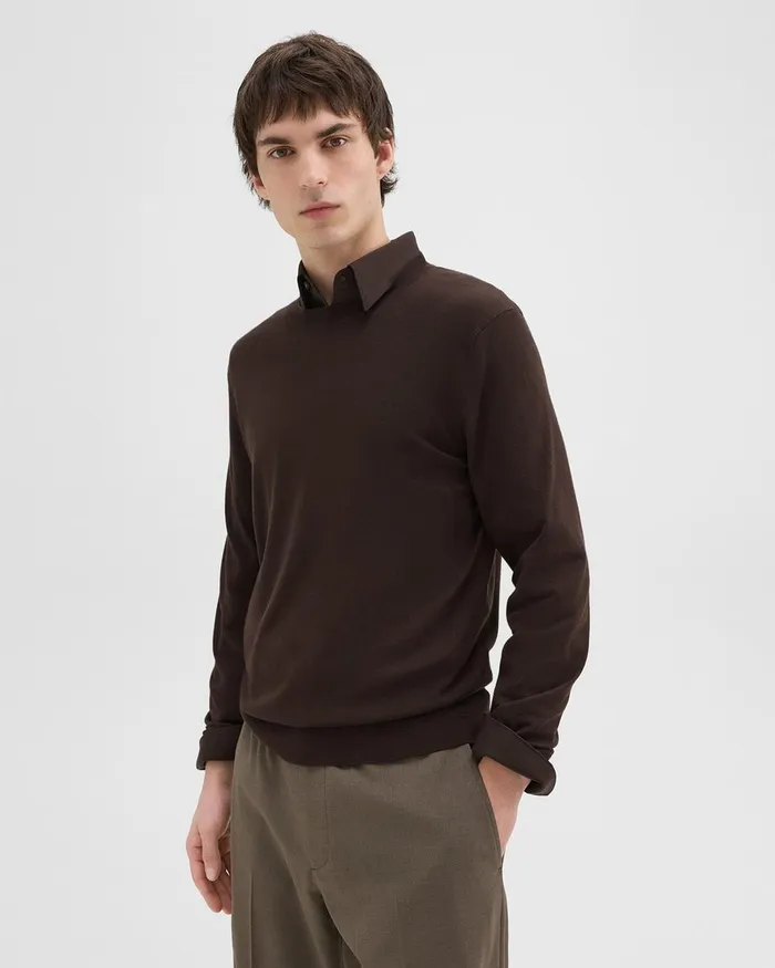 Men Theory Sweaters Cardigans Crewneck Sweater In Regal Wool Hickory