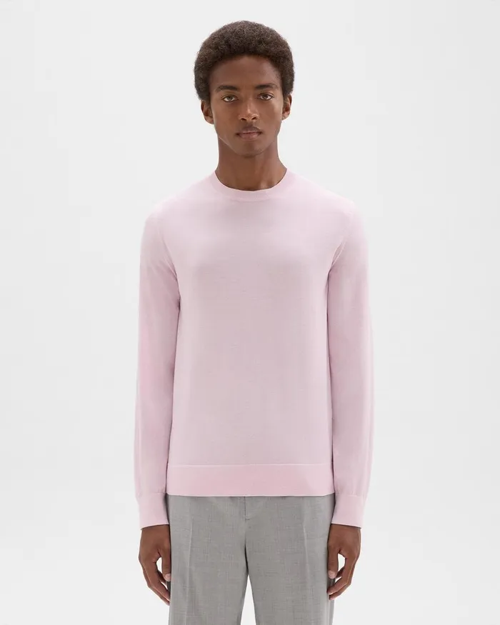 Men Theory Sweaters Cardigans Crewneck Sweater In Regal Wool Pale Pink