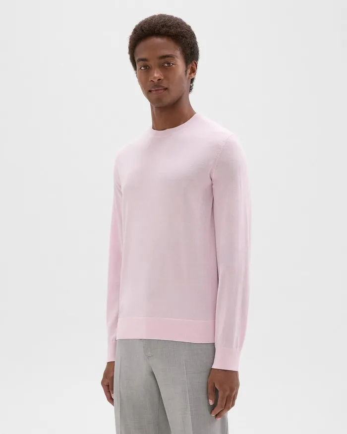Men Theory Sweaters Cardigans Crewneck Sweater In Regal Wool Pale Pink