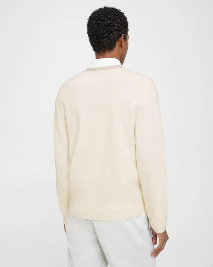 Men Theory Sweaters Cardigans VNeck Cardigan In Merino Wool Ivorysand Melange