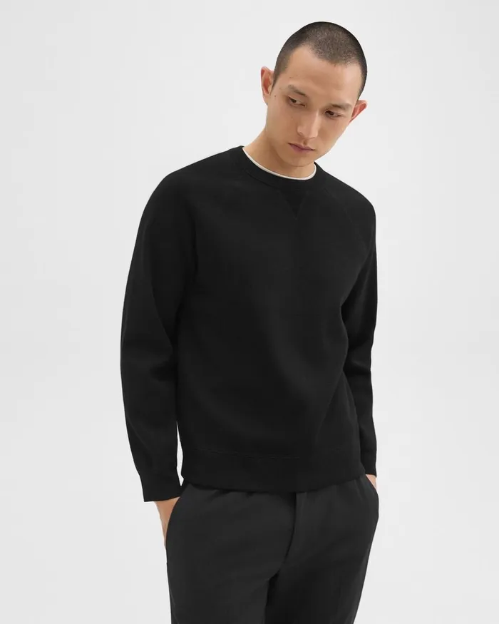 Men Theory Sweatshirts Hoodies Raglan Sleeve Sweatshirt In Light Bilen Black