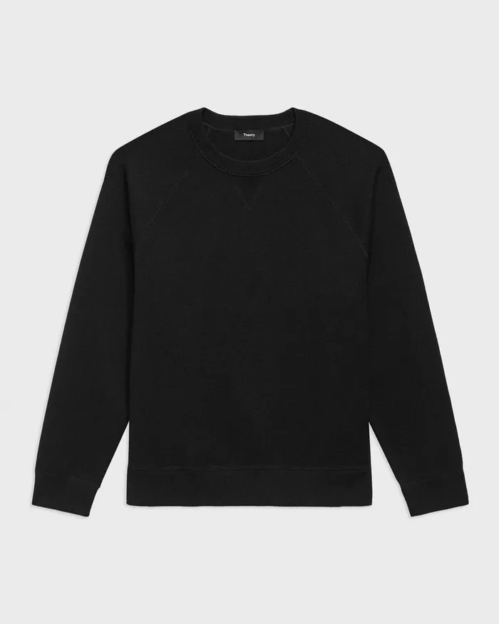 Men Theory Sweatshirts Hoodies Raglan Sleeve Sweatshirt In Light Bilen Black