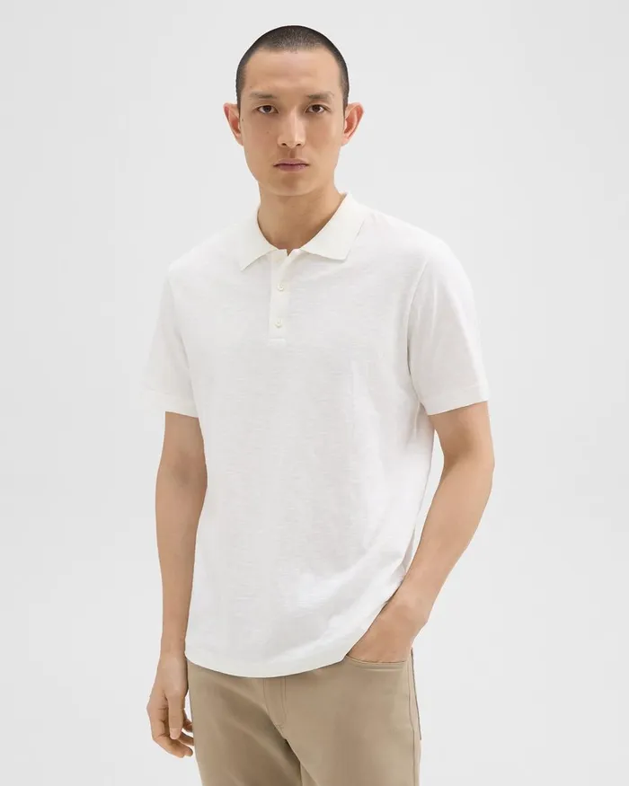 Men Theory TShirts Polos Bron Polo Shirt In Cosmos Slub Cotton White