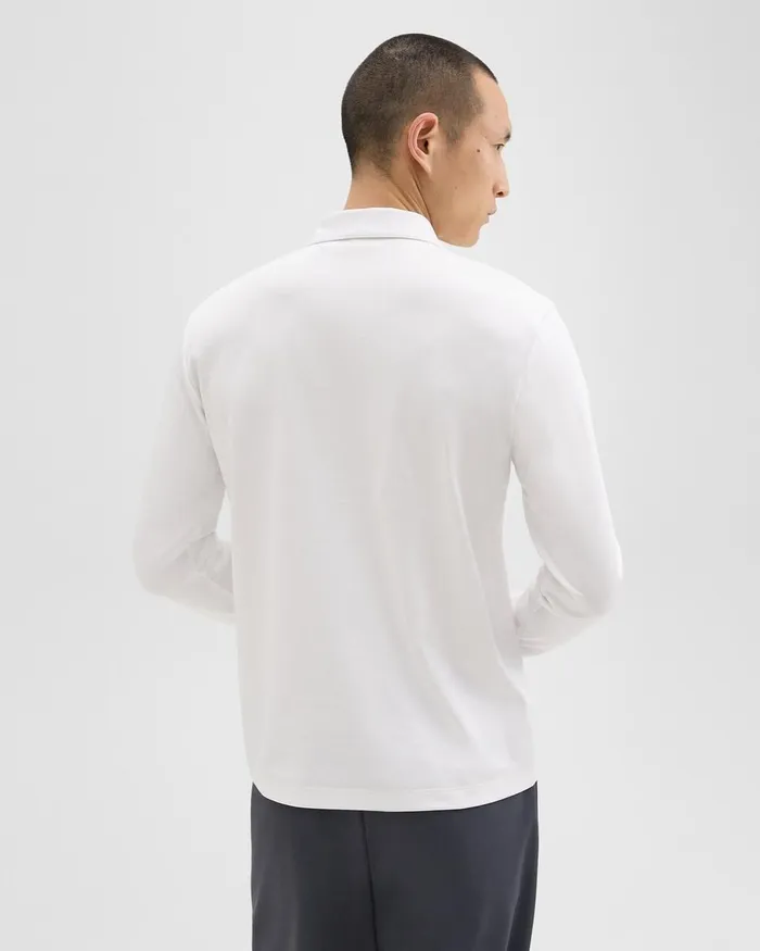Men Theory TShirts Polos LongSleeve Polo Shirt In Cotton Jersey White