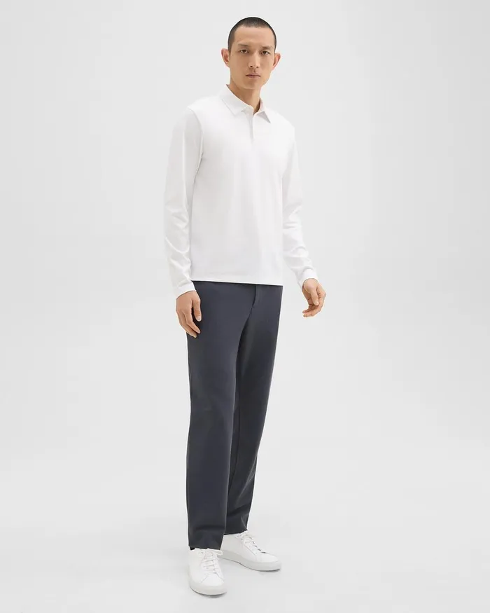 Men Theory TShirts Polos LongSleeve Polo Shirt In Cotton Jersey White