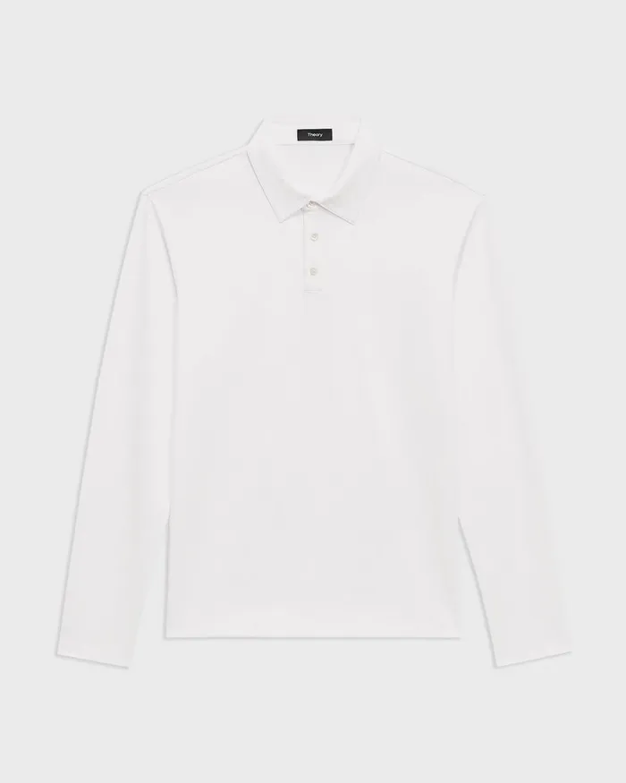 Men Theory TShirts Polos LongSleeve Polo Shirt In Cotton Jersey White