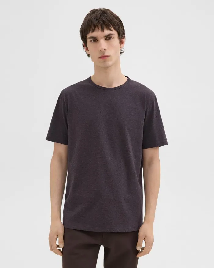 Men Theory TShirts Polos Precise Tee In Pima Cotton Jersey Hickory Melange
