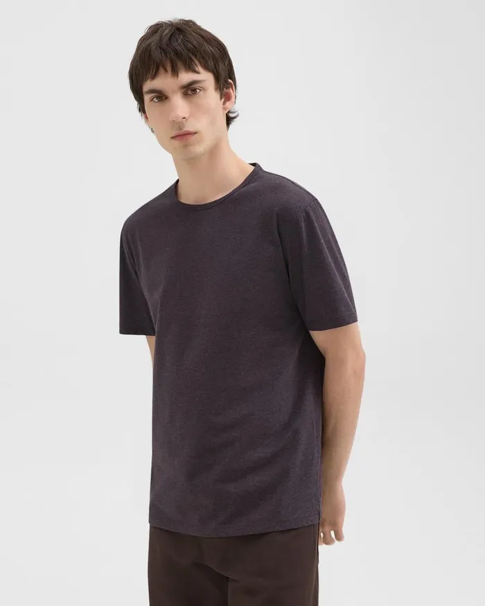Men Theory TShirts Polos Precise Tee In Pima Cotton Jersey Hickory Melange