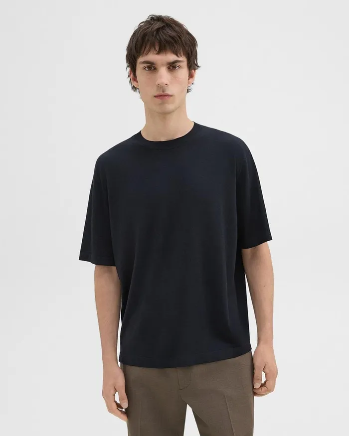 Men Theory TShirts Polos Relaxed Tee In Regal Wool Navy