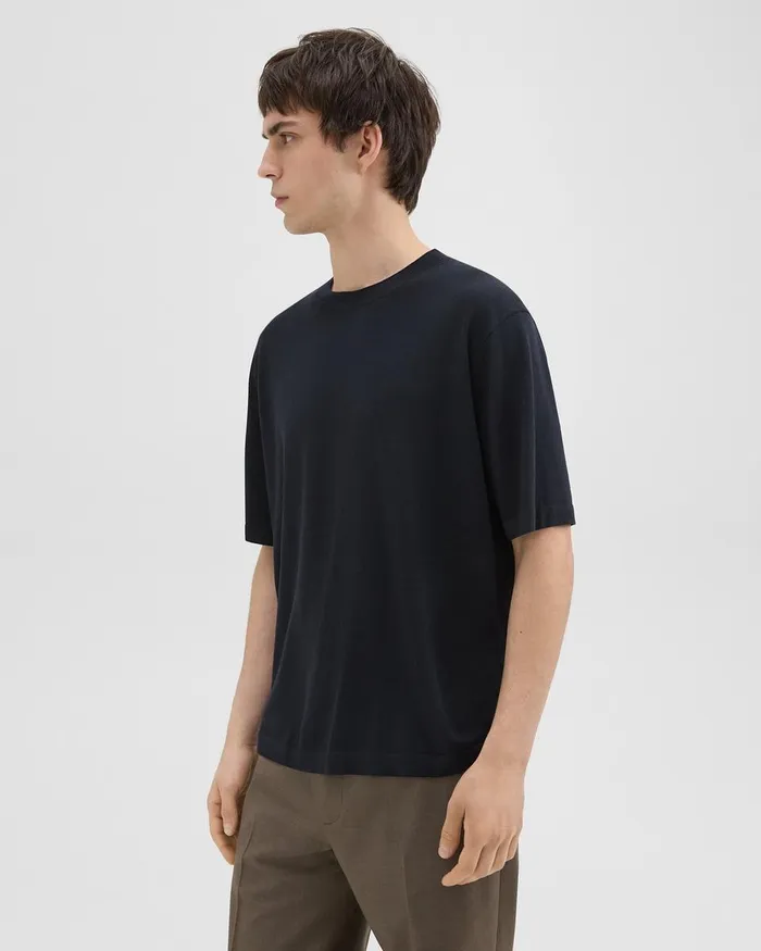 Men Theory TShirts Polos Relaxed Tee In Regal Wool Navy