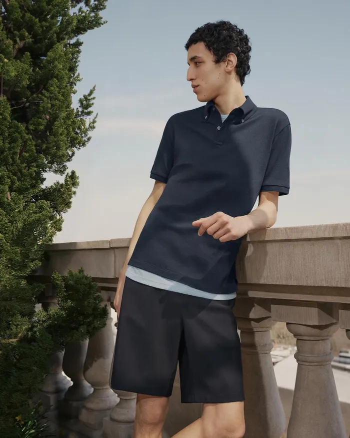 Men Theory TShirts Polos Tailored Polo Shirt In Function Piqueacute Vapor Melange